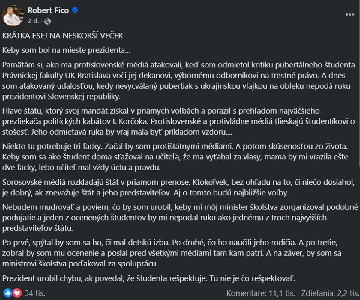 Fico nenávisť facky